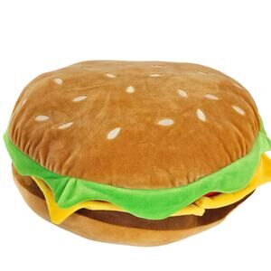 Typo Hamburger Cheeseburger Plush Pillow Cushion 14” Food Burger Stuffed Plush